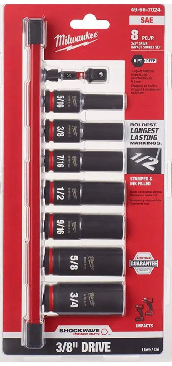 49-66-7024 Slim Profile 3/8 Impact Milwaukee Socket Holder Bin Set (Sockets and Milwaukee Packet box NOT Included)